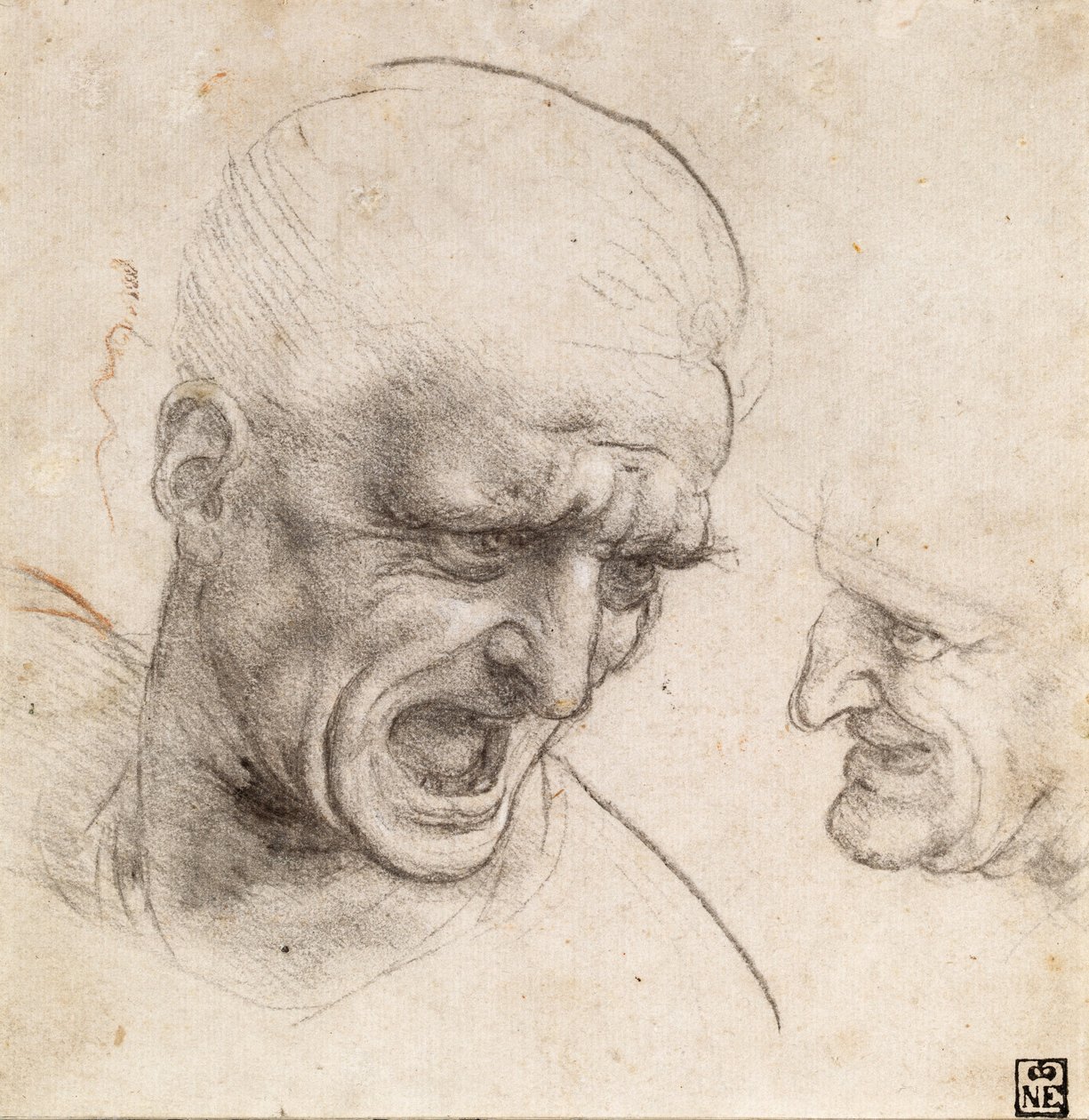 Studium dwóch głów wojowników w bitwie pod Anghiari autorstwa Leonardo da Vinci