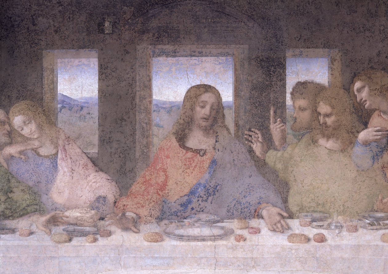 Ostatnia Wieczerza, 1495-97 (po restauracji) autorstwa Leonardo da Vinci