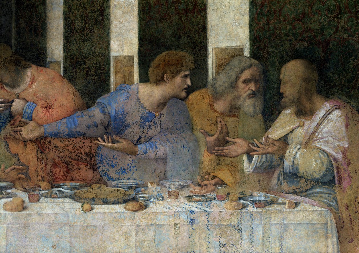 Ostatnia Wieczerza, 1495-97 (po restauracji) autorstwa Leonardo da Vinci