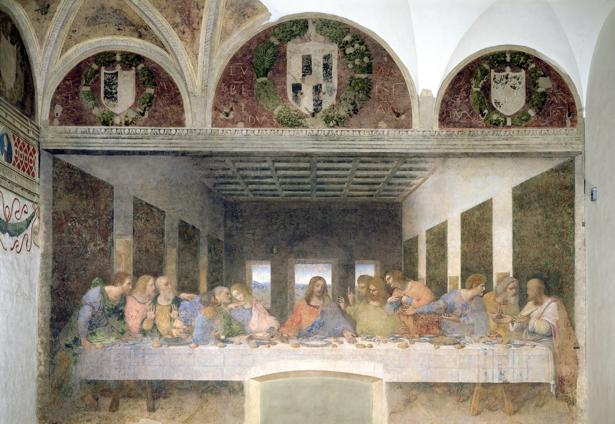 Ostatnia Wieczerza, 1495-97 (po restauracji) autorstwa Leonardo da Vinci