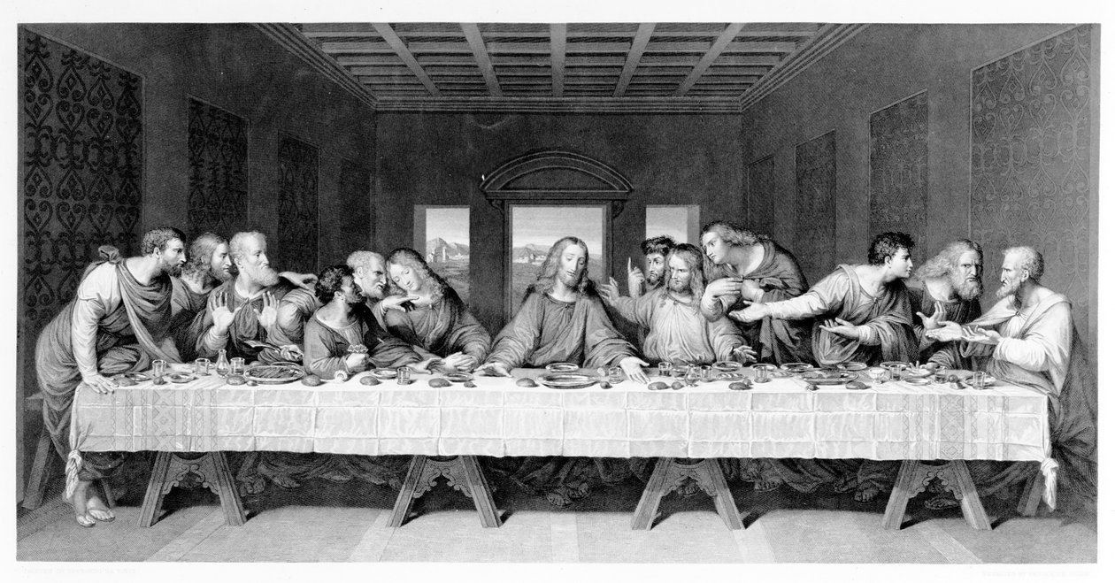 Ostatnia Wieczerza, rytowana przez Fryderyka Bacona, 1863 autorstwa Leonardo da Vinci