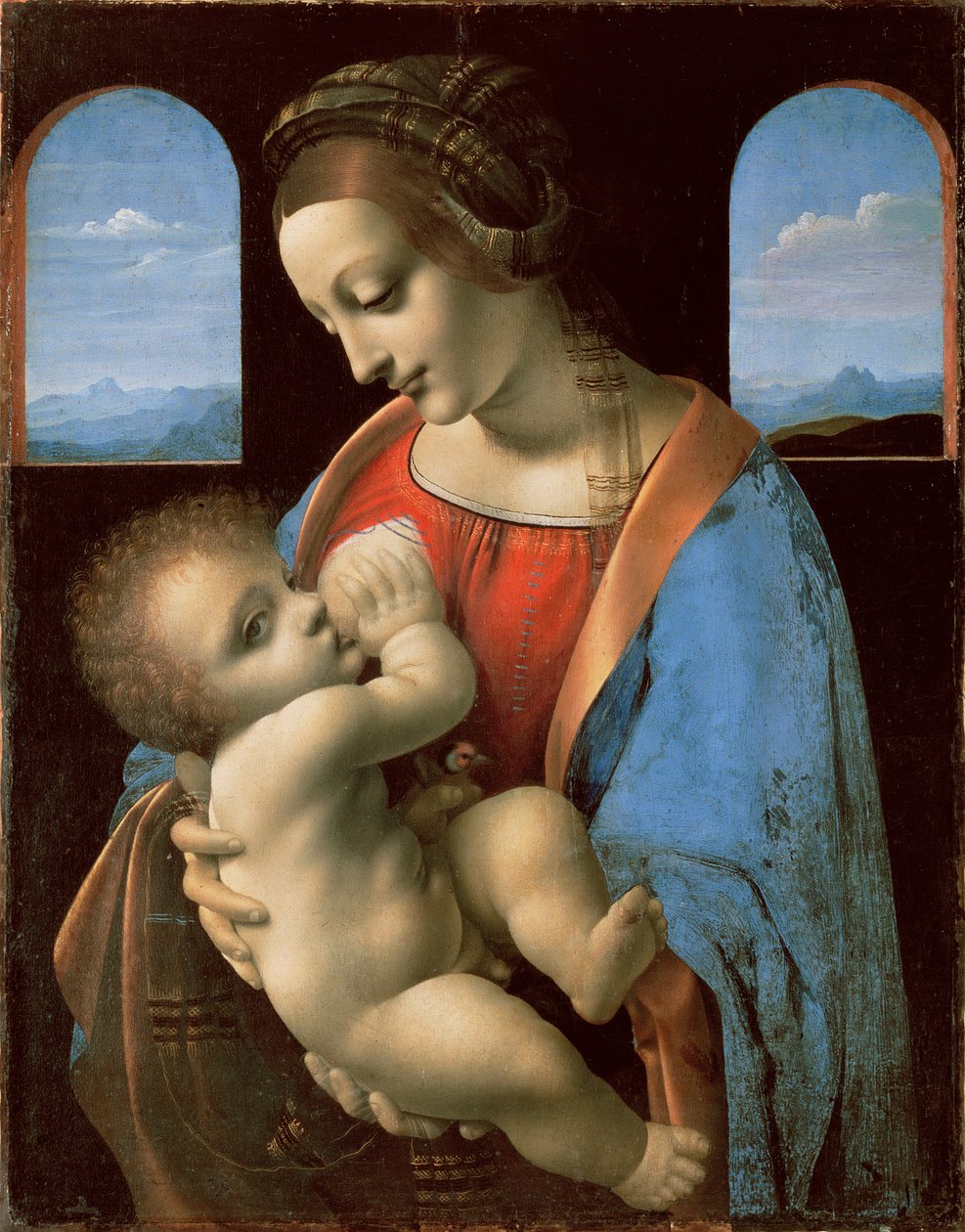 Litta Madonna, ok. 1490 (tempera na płótnie przeniesiona z panelu) autorstwa Leonardo da Vinci