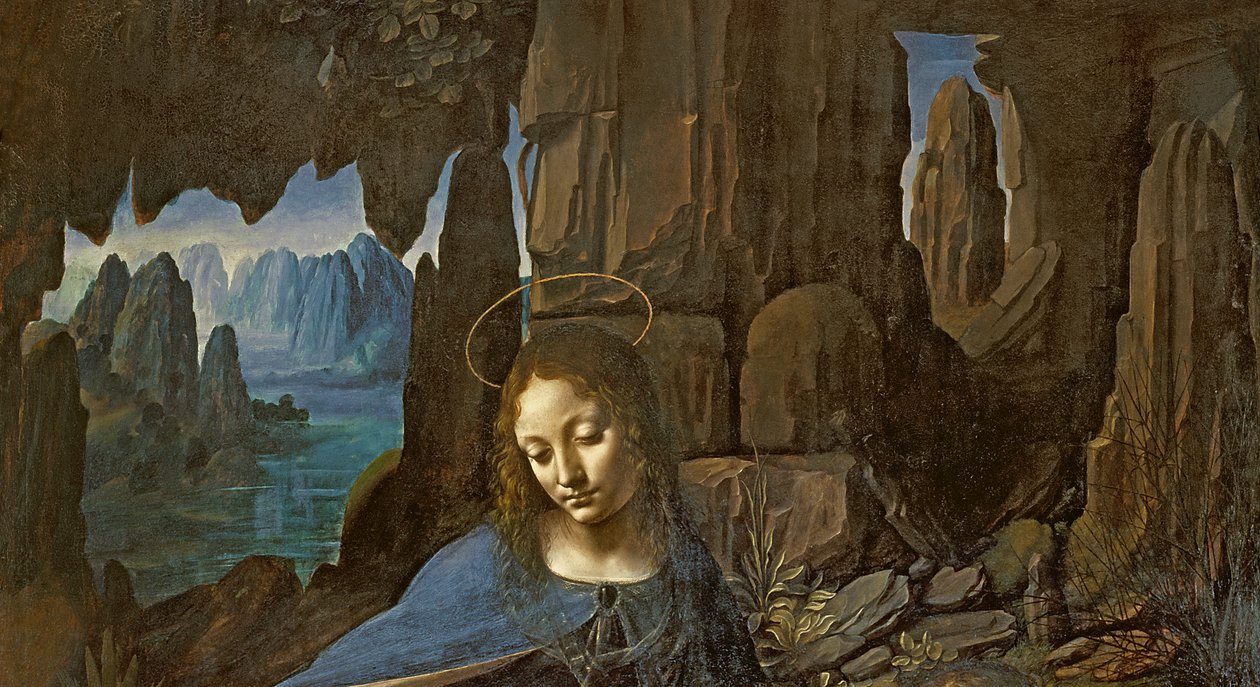 Dziewica na Skale z Dzieciątkiem Św. Jan adorujący Dzieciątko Chrystus w towarzystwie Anioła, ok. 1508 olej na detalu panelu z 28916 autorstwa Leonardo da Vinci