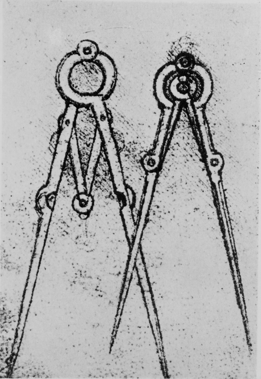 Dwa rodzaje kompasu z regulacją otwarcia, fol. 108v z rękopisu paryskiego H, 1493-4 autorstwa Leonardo da Vinci