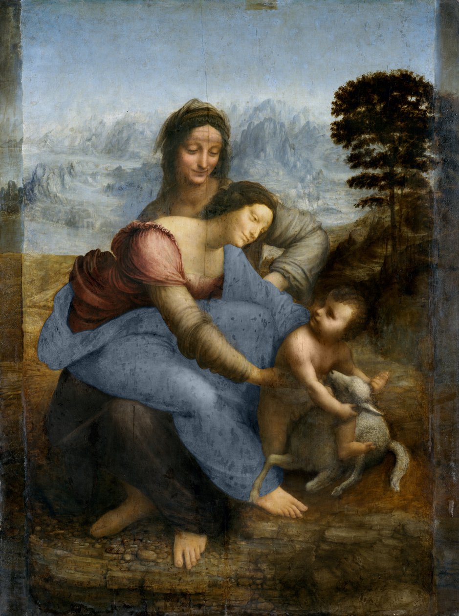 Dziewica z Dzieciątkiem ze św. Anną, ok. 1510 autorstwa Leonardo da Vinci