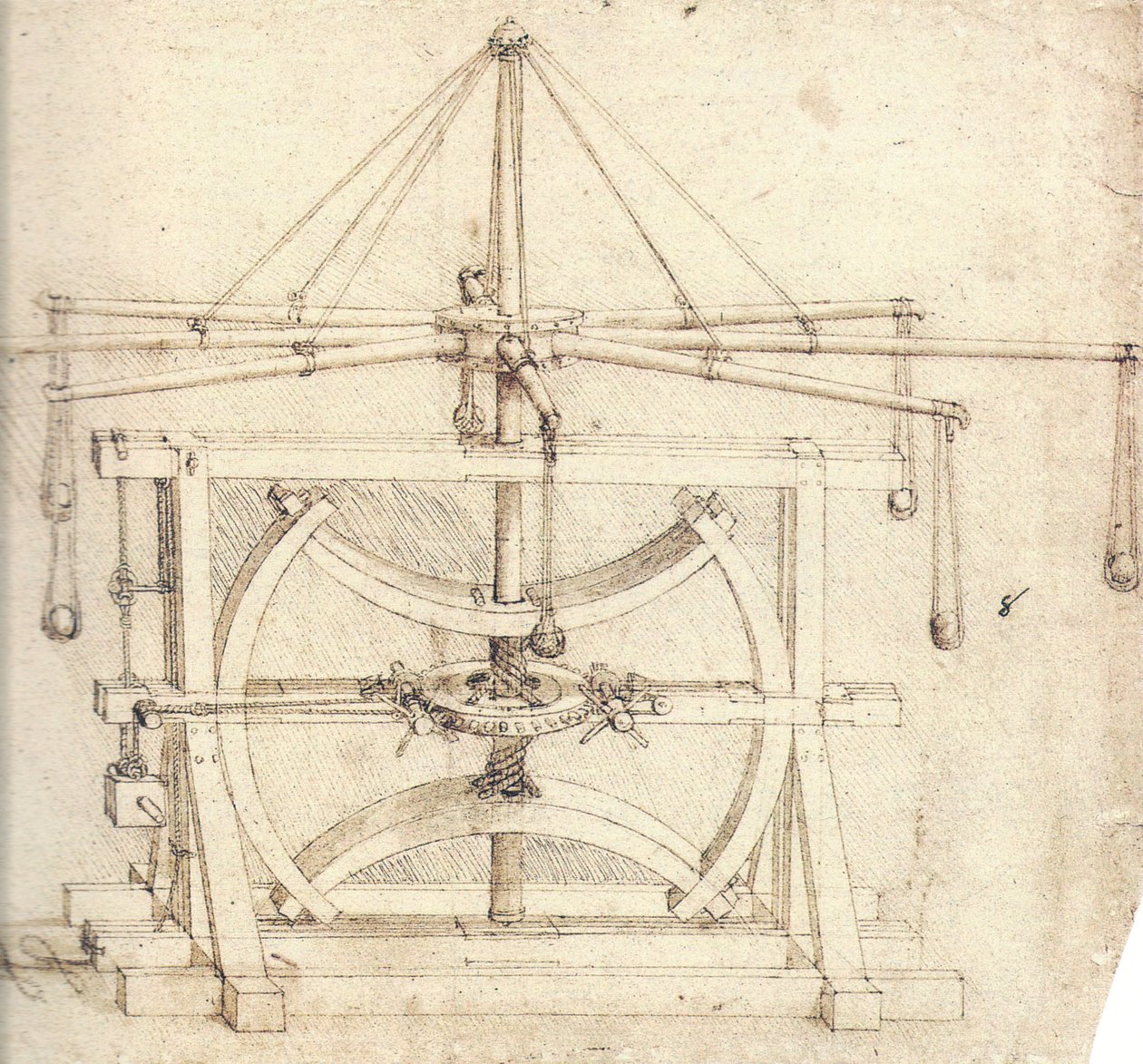 Koło zamachowe (mechaniczne) autorstwa Leonardo da Vinci