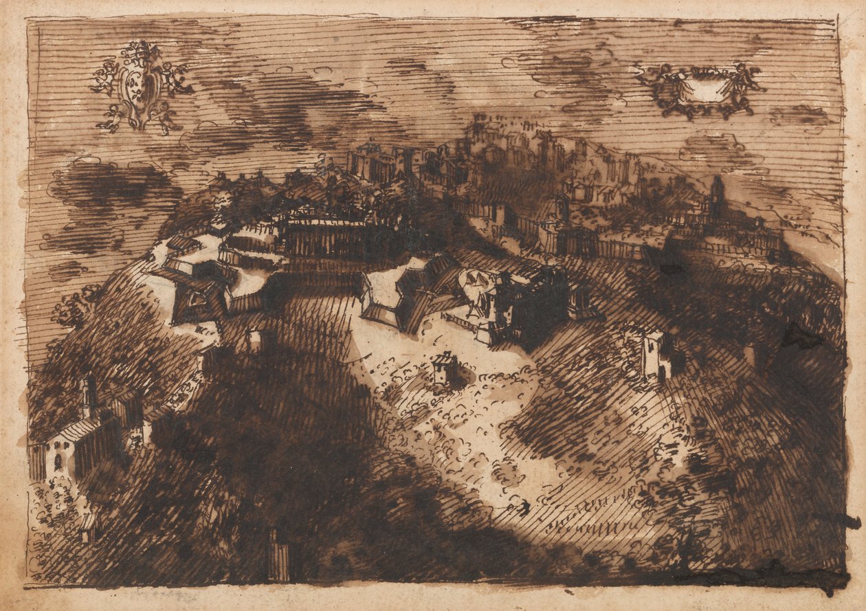 Ufortyfikowane miasto (rekto); Wzór geometryczny (verso) autorstwa Leonardo Scaglia
