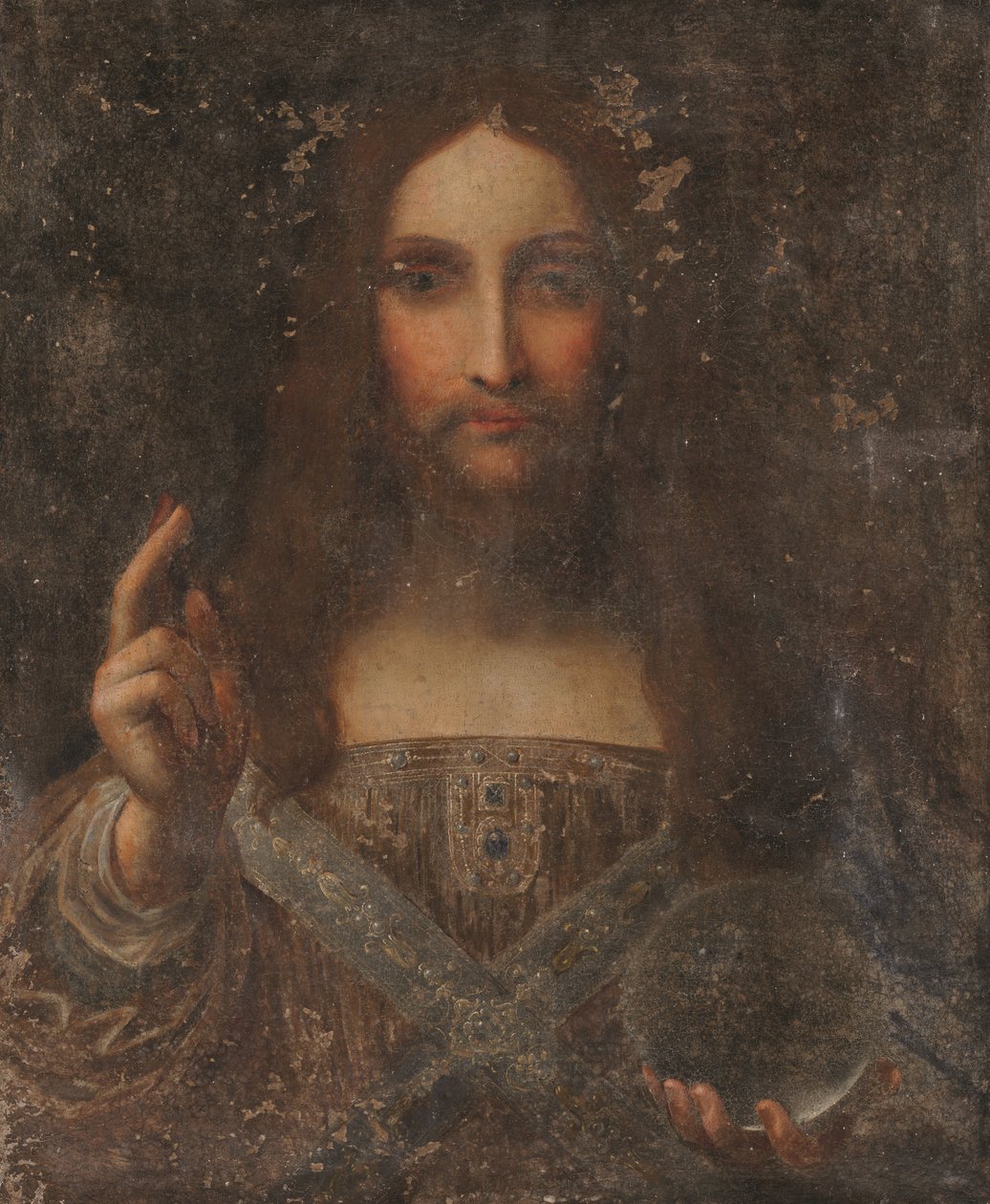 Salvator Mundi (olej na płótnie) autorstwa Leonardo da (after) Vinci