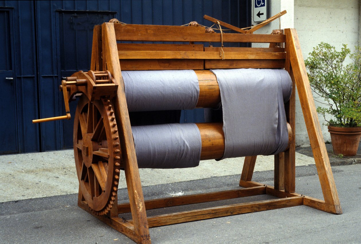 Krosno wełny. Model z rysunku Leonarda da Vinci (Leonardo da Vinci). Muzeum Nauki i Techniki, Mediolan. autorstwa Leonardo da (after) Vinci