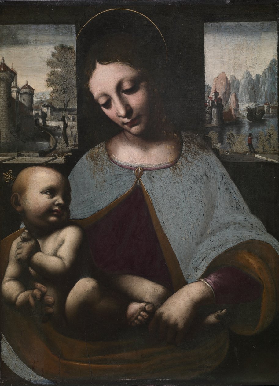 Dziewica z Dzieciątkiem, ok. 1800 1500 (olej na drewnie) autorstwa Leonardo da (circle of) Vinci
