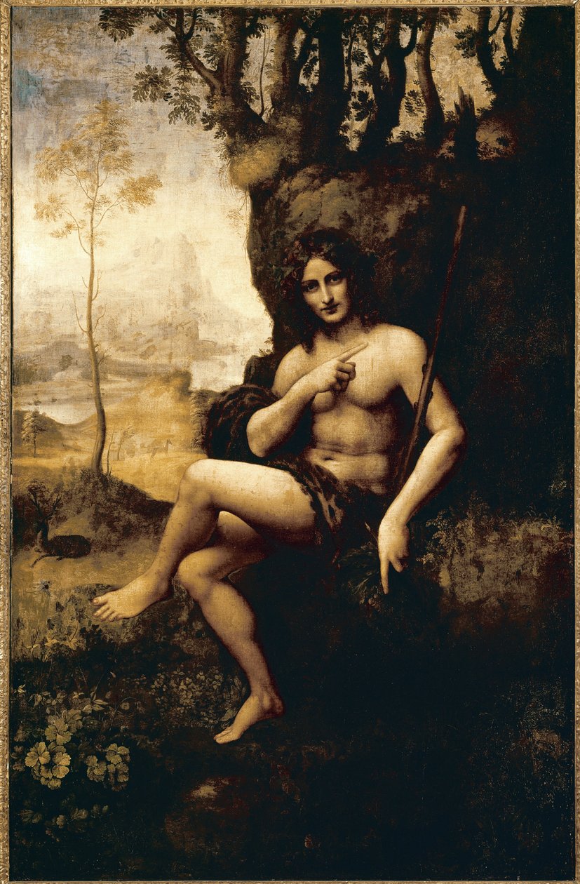 Bachus (olej transponowany na płótno) autorstwa Leonardo da (studio of) Vinci