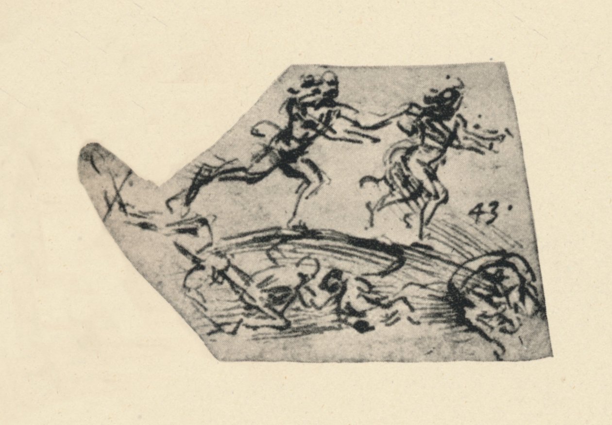 Mężczyzna ściga kobietę, ok. 1480 1945 autorstwa Leonardo da Vinci