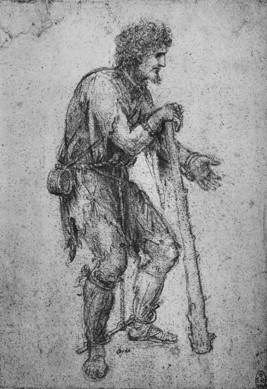 Mężczyzna z maczugą i skutymi stopami, ok. 1480 1945 autorstwa Leonardo da Vinci