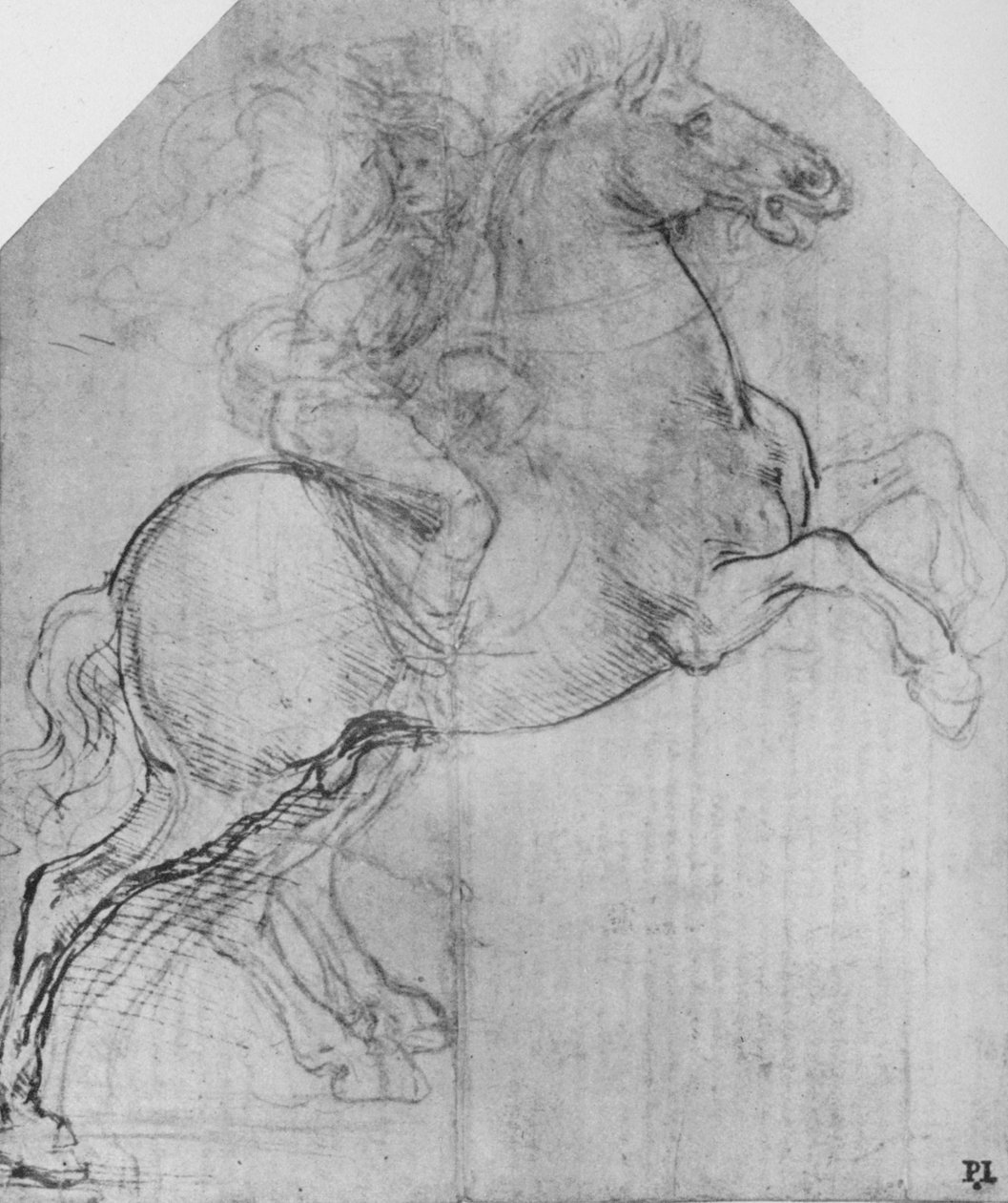 Jeździec na koniu hodowlanym, c1480 1945 autorstwa Leonardo da Vinci