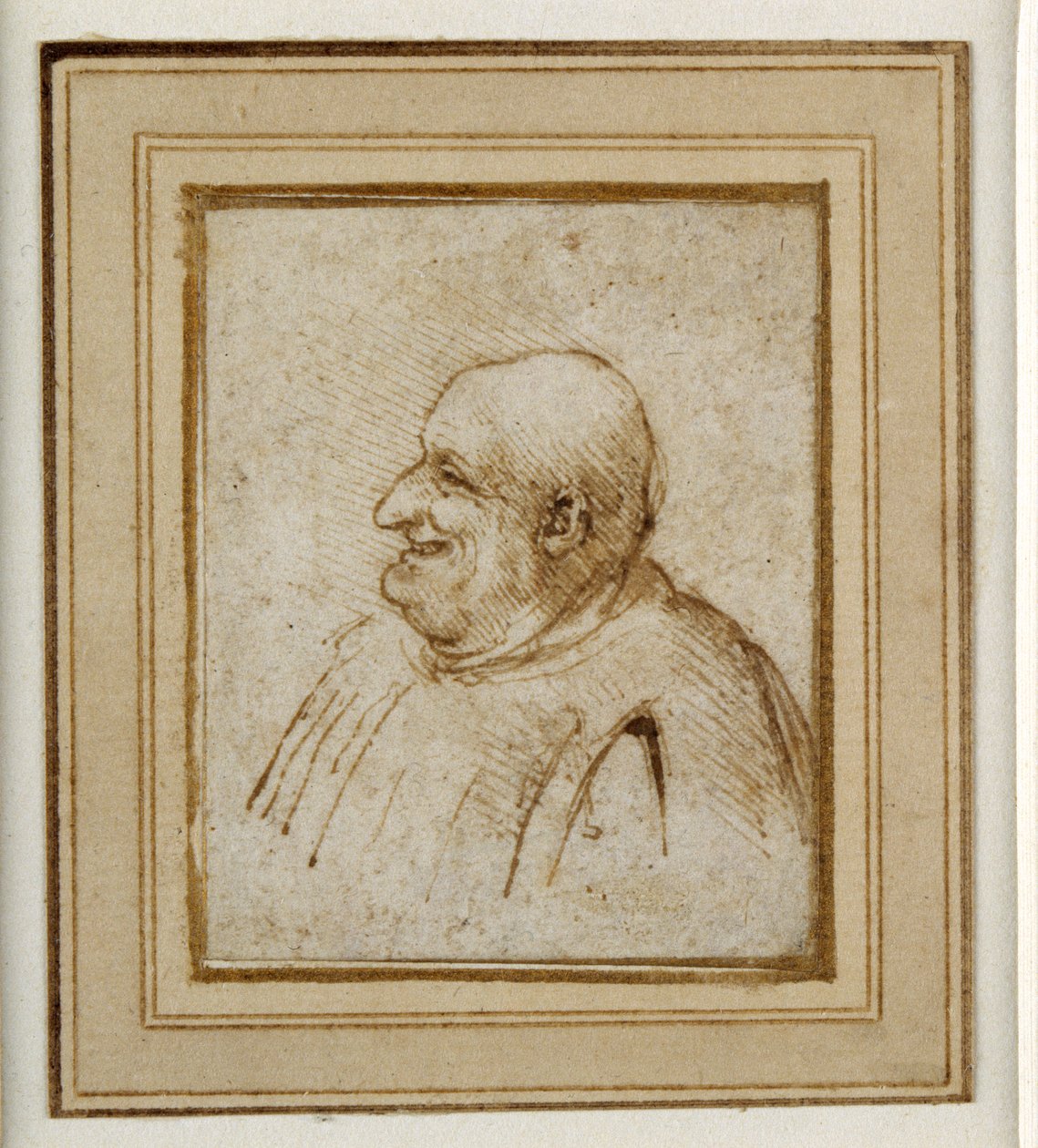 Karykatura (pióro i tusz na papierze) autorstwa Leonardo da Vinci