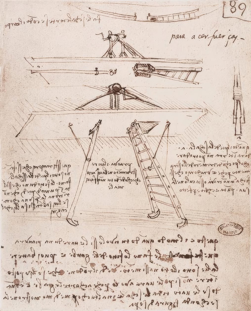 Urządzenie do startu i lądowania maszyny latającej autorstwa Leonardo da Vinci