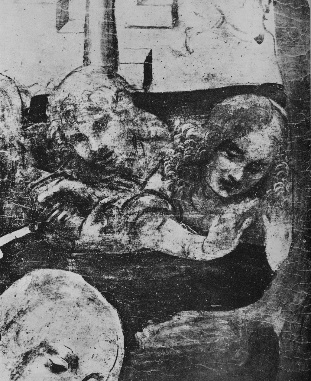 Adoracja Trzech Króli - Anioły za Dziewicą, c1481 1945 autorstwa Leonardo da Vinci
