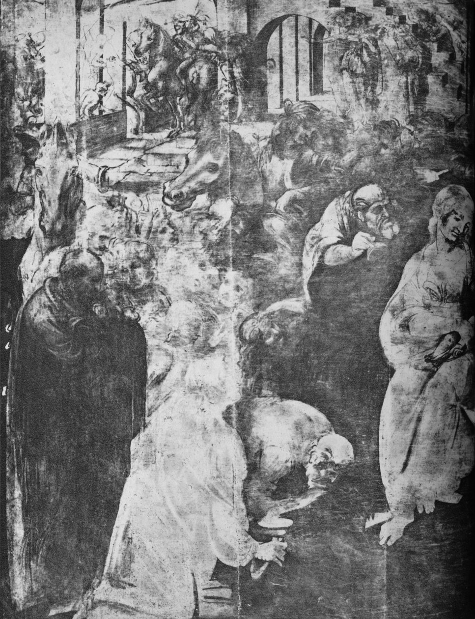 Adoracja Trzech Króli - Lewa część dolna, c1481 1945 autorstwa Leonardo da Vinci