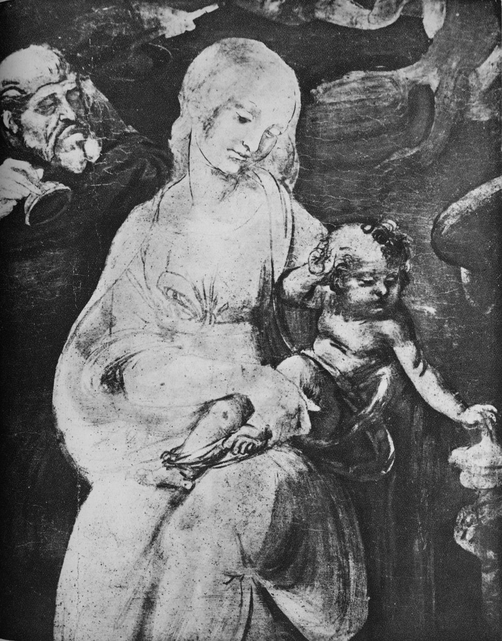 Adoracja Trzech Króli - Dziewicy z Dzieciątkiem, c1481 1945 autorstwa Leonardo da Vinci