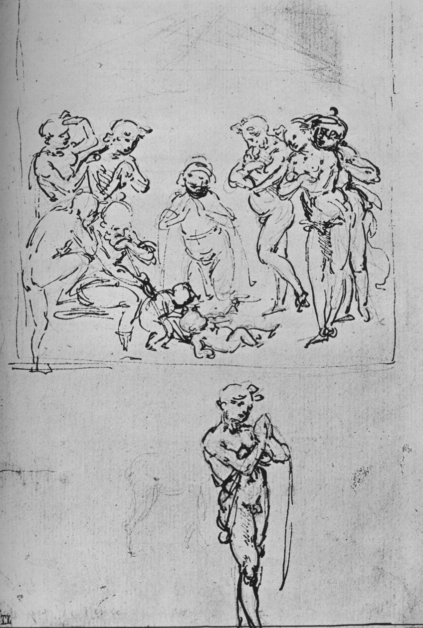Adoracja Pasterza i Oddzielne Studium Pasterza, ok. 1480 1945 r. autorstwa Leonardo da Vinci