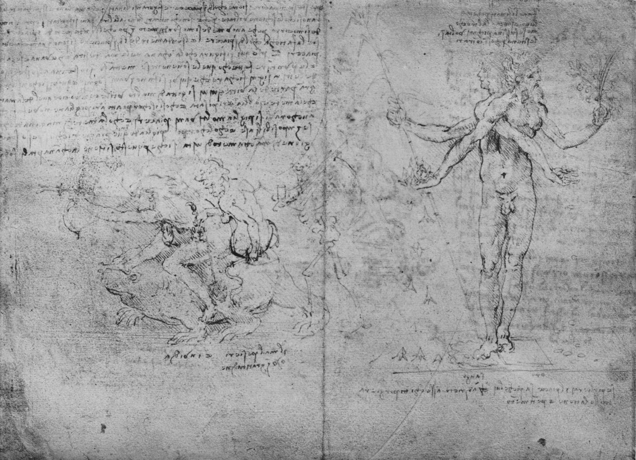 Alegorie przyjemności, bólu i zazdrości, ok. 1480 1945 r autorstwa Leonardo da Vinci