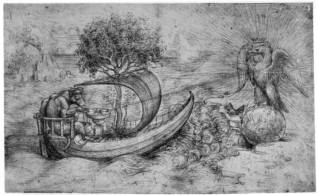Alegoria z wilkiem i orłem, c1516 1954. autorstwa Leonardo da Vinci