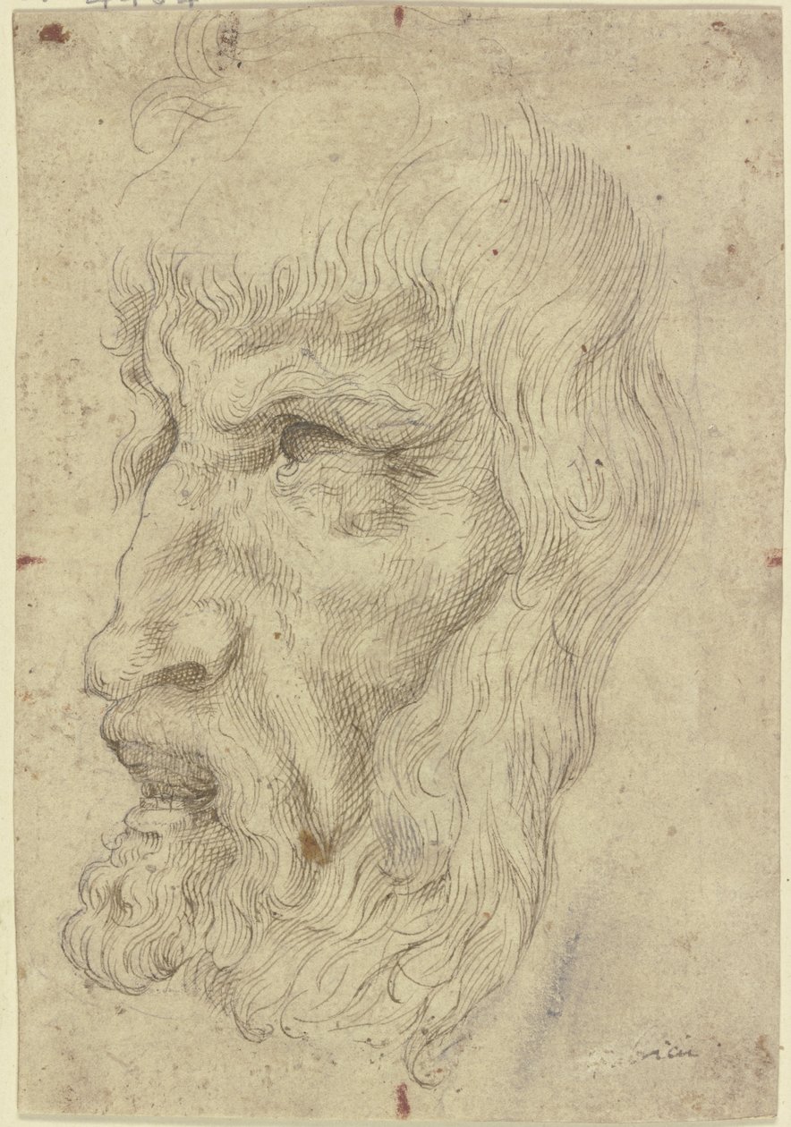 Antyczne maski po lewej stronie autorstwa Leonardo da Vinci
