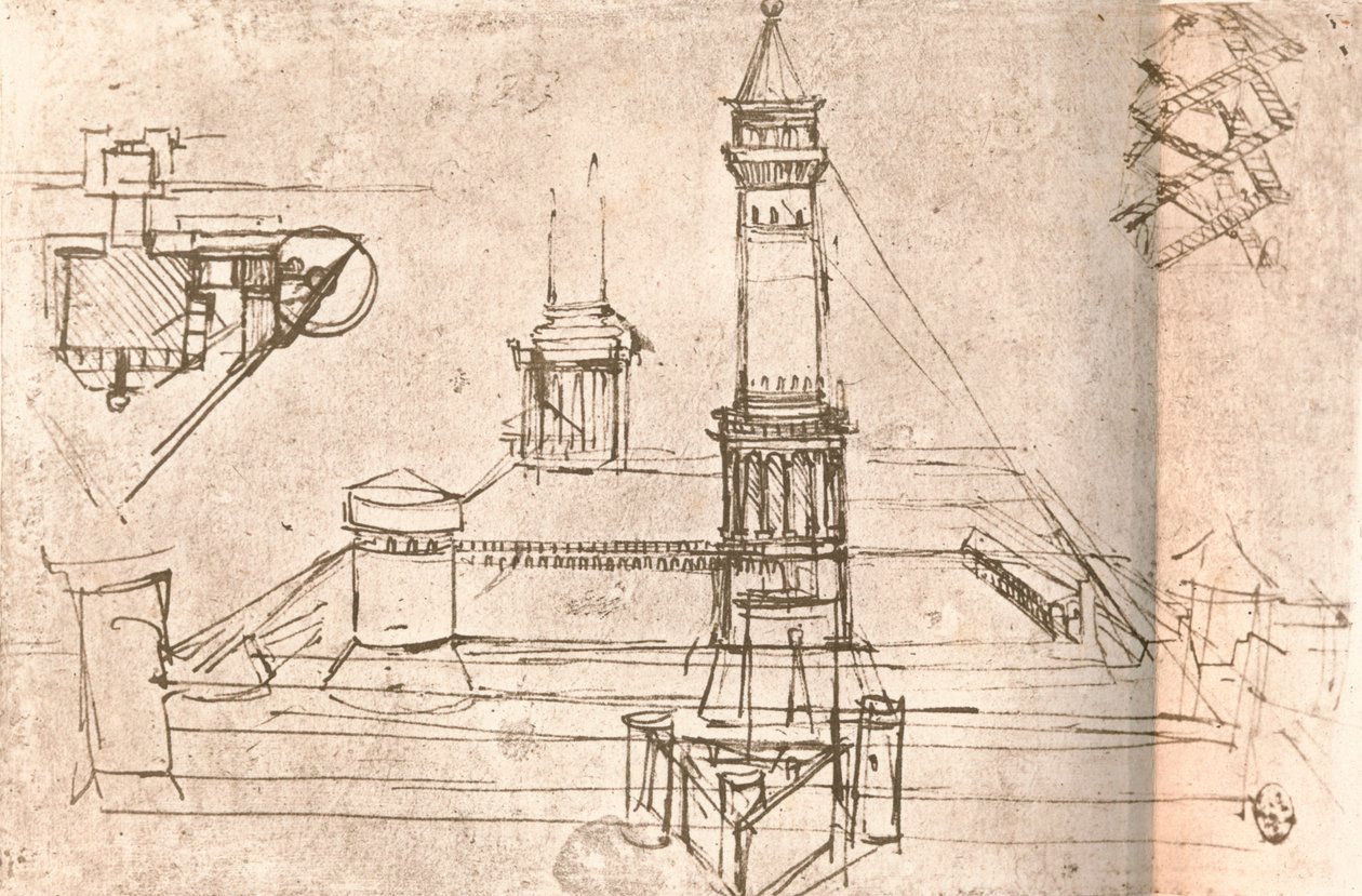 Architektura dla zamków, c1472-c1519 1883 autorstwa Leonardo da Vinci