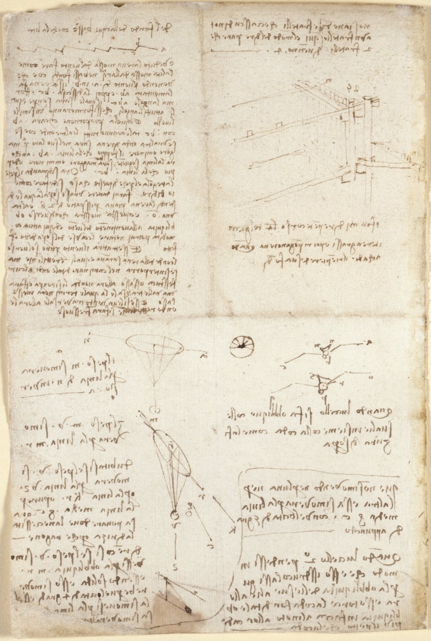 Arundel 263, f.129v, Notatki, diagramy i szkice z „Codex Arundel” (pióro i tusz na papierze) autorstwa Leonardo da Vinci
