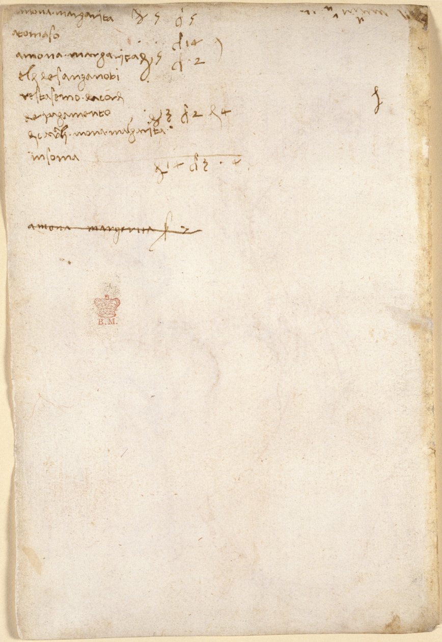Arundel 263, f.149v, Rachunek rachunków domowych (nie w ręku Leonarda) (1504), z „Codex Arundel” (pióro i atrament na papierze) autorstwa Leonardo da Vinci
