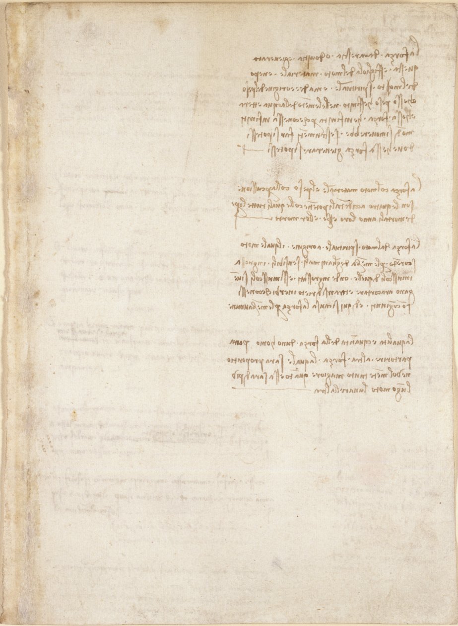 Arundel 263, f.151, notatki Leonarda da Vinci z „Codex Arundel” (pióro i atrament na papierze) autorstwa Leonardo da Vinci