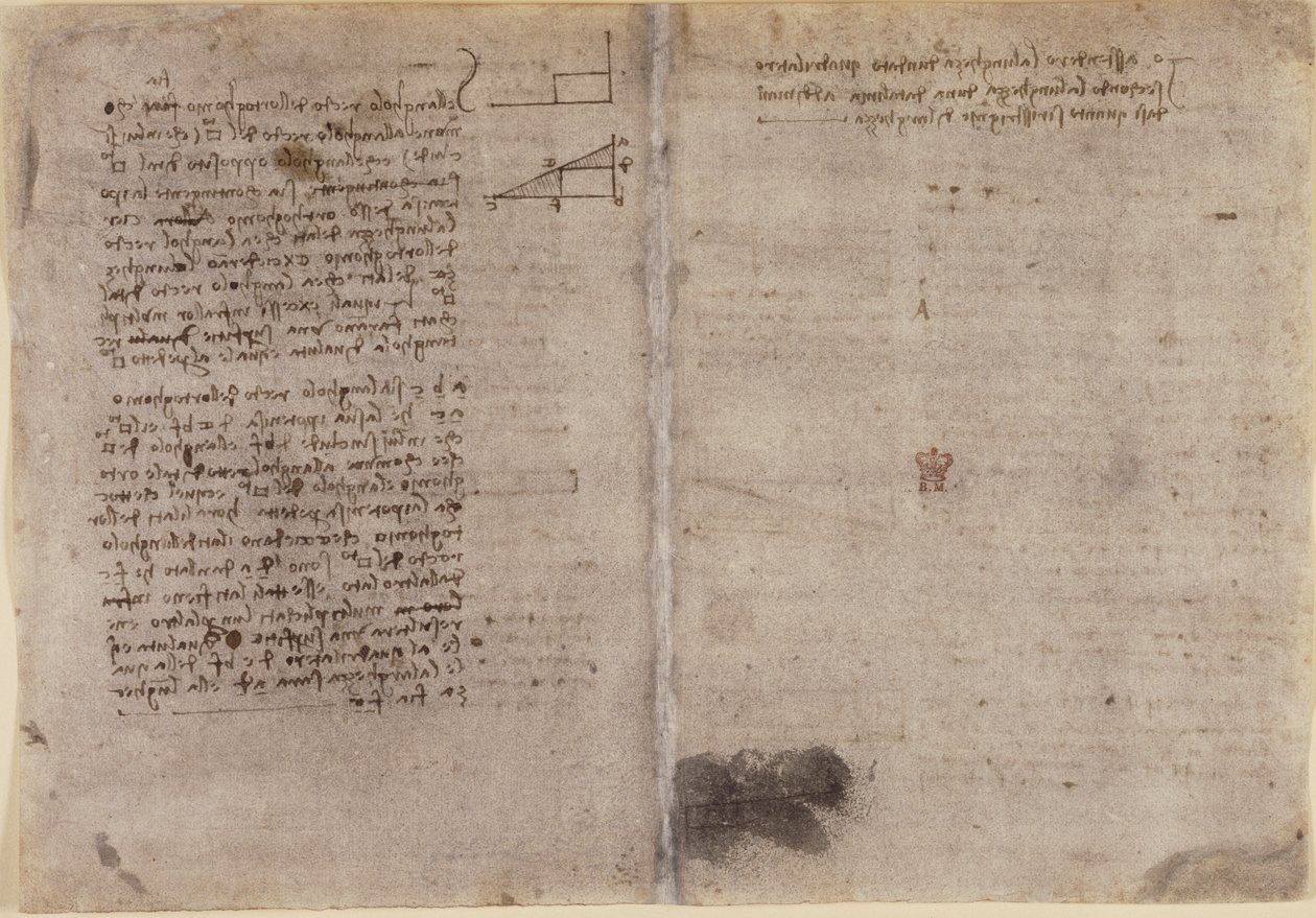 Arundel 263, f.245v, f.246r, Uwagi o geometrii (c.1518) z „Codex Arundel” (pióro i atrament na papierze) autorstwa Leonardo da Vinci