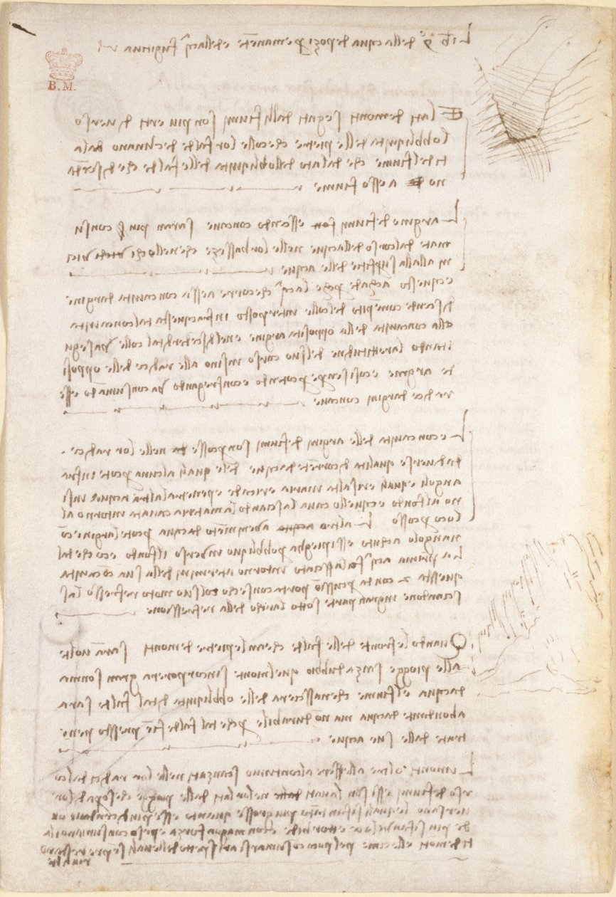 Arundel 263, f.25v Notatki i szkice dotyczące erozji powodowanej przez wodę, z „Codex Arundel” (pióro i atrament na papierze) autorstwa Leonardo da Vinci