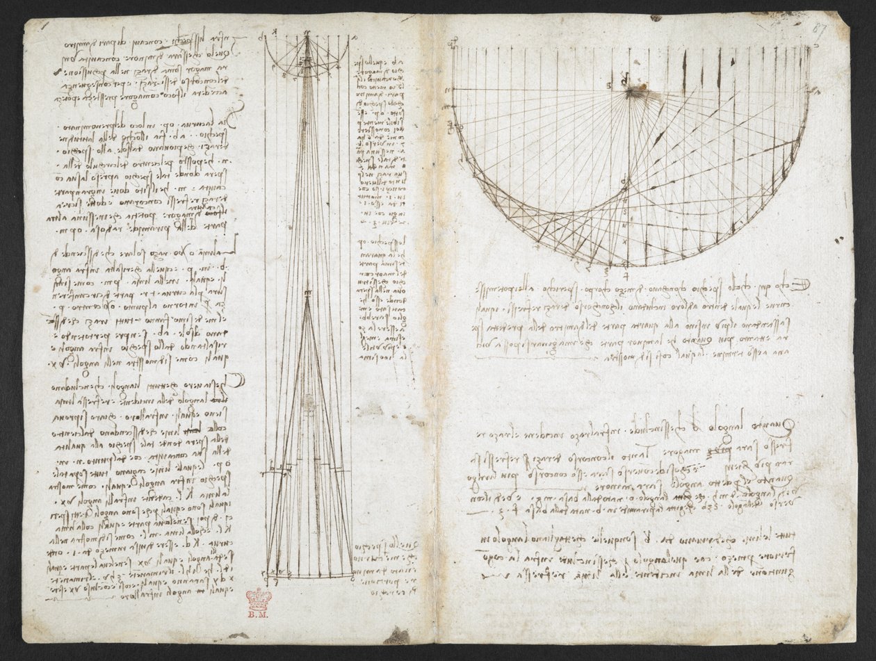 Arundel 263, f.87r Badania odbić od wklęsłych luster, z „Codex Arundel” (pióro i atrament na papierze) autorstwa Leonardo da Vinci