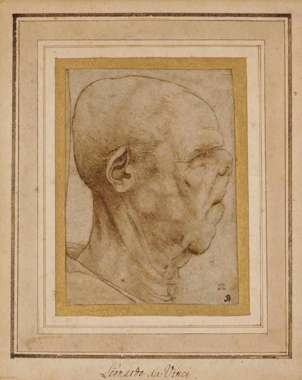 Karykatura głowy starca, z profilu po prawej, ok.1507 autorstwa Leonardo da Vinci