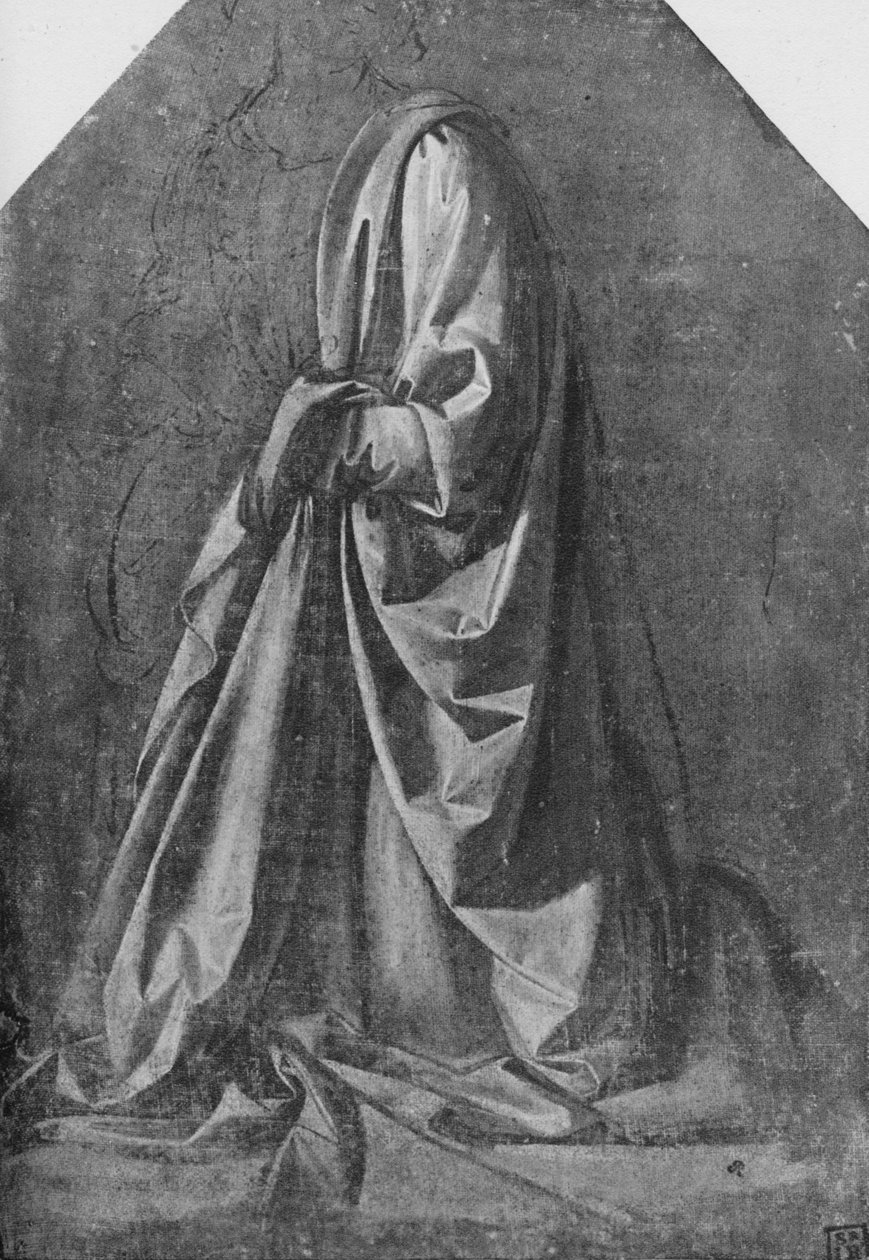 Odlew draperii do postaci klęczącej po lewej stronie, c1475 1945 autorstwa Leonardo da Vinci