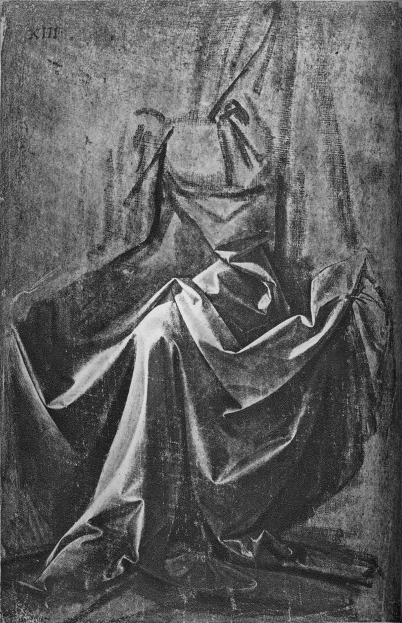 Odlew draperii do postaci siedzącej, c1475 1945 autorstwa Leonardo da Vinci