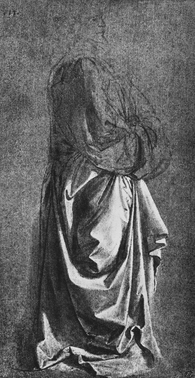 Odlew draperii na stojącą figurę, ok. 1470 1945 r. autorstwa Leonardo da Vinci