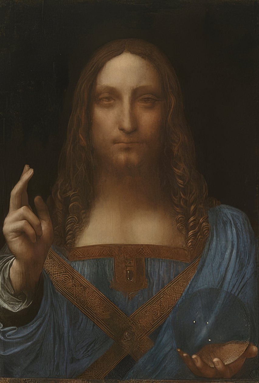 Chrystus Odkupiciel (Salvator Mundi). Około 1499-1500 r. autorstwa Leonardo da Vinci