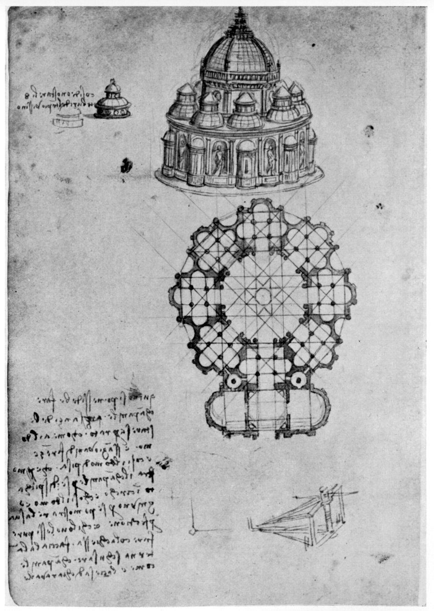Projekty kościoła centralnego, ok. 1488 1954 r. autorstwa Leonardo da Vinci