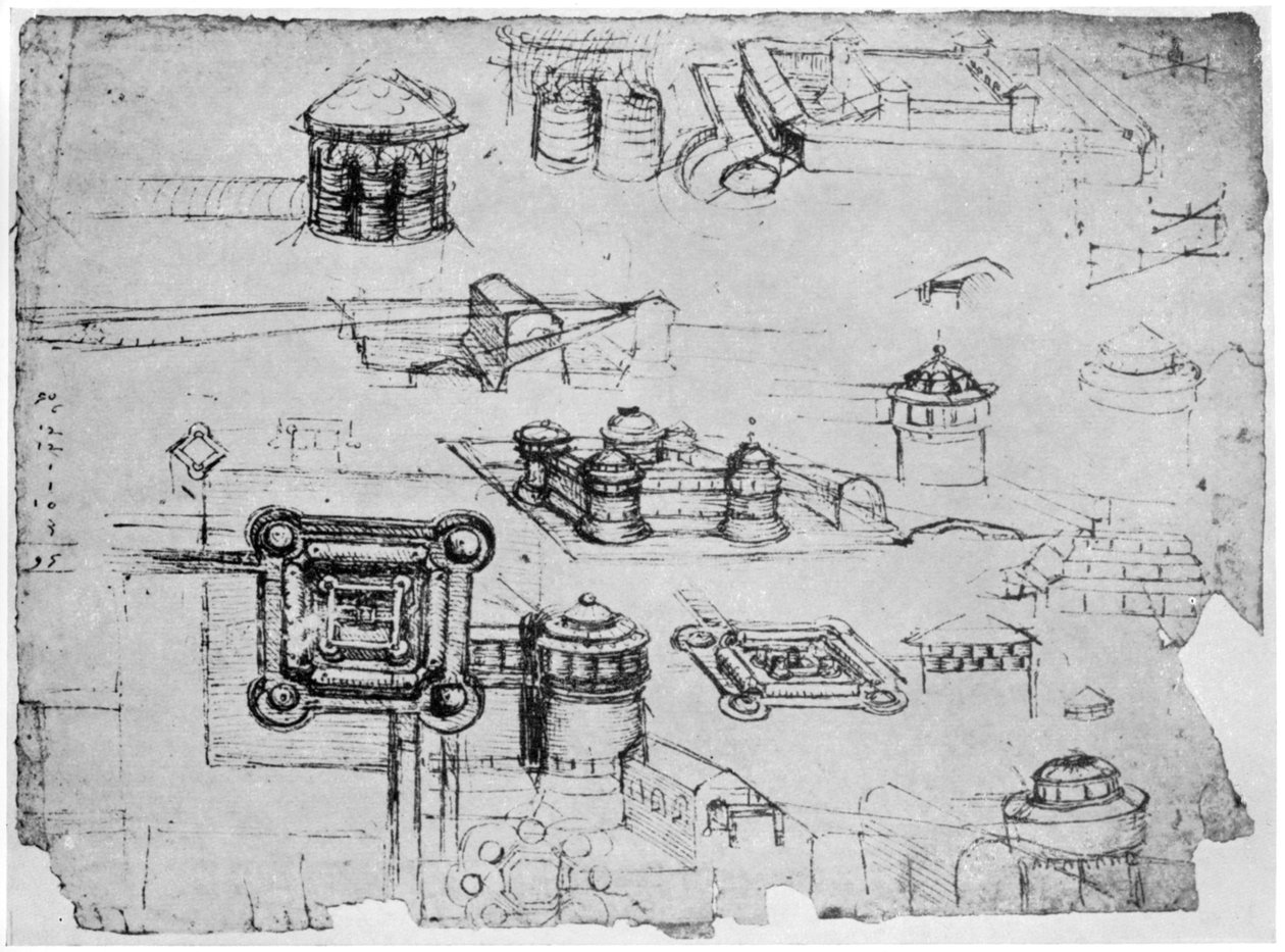 Projekty fortecy, 1500-1505 1954. autorstwa Leonardo da Vinci