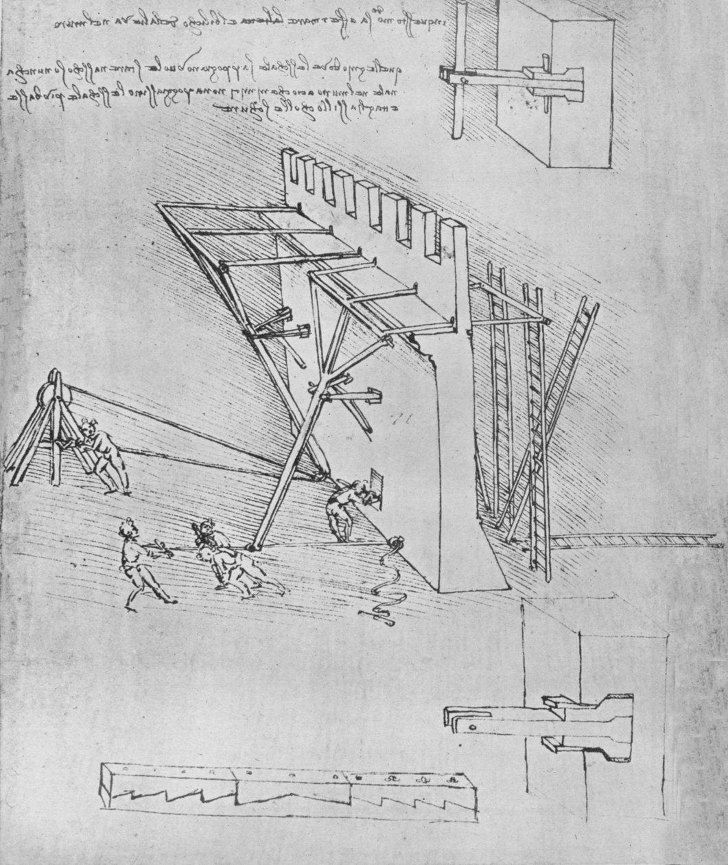 Urządzenie do odpychania drabin łuskowych, c1480 1945 autorstwa Leonardo da Vinci