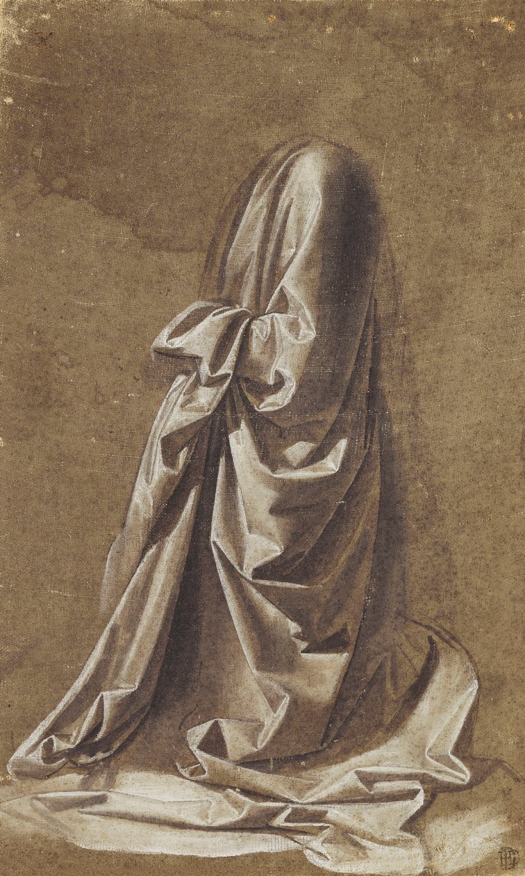 Studium draperii dla postaci klęczącej, autorstwa Leonardo da Vinci