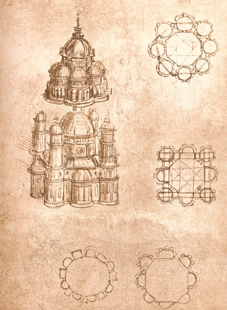 Rysunek kościołów, c1472-c1519 1883 autorstwa Leonardo da Vinci