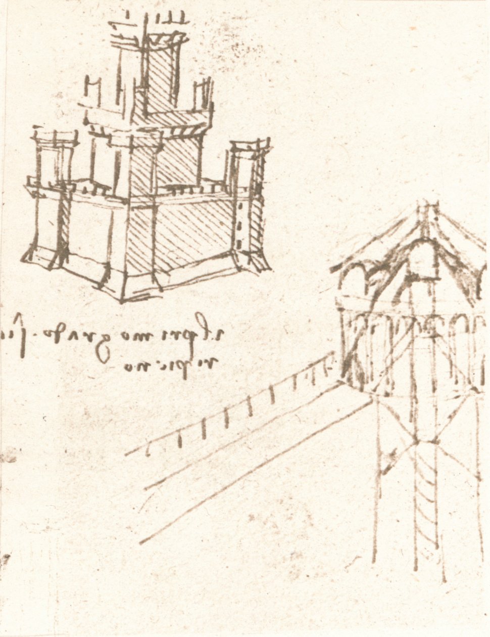 Rysunki projektów zamków i willi, c1472-c1519 1883 autorstwa Leonardo da Vinci