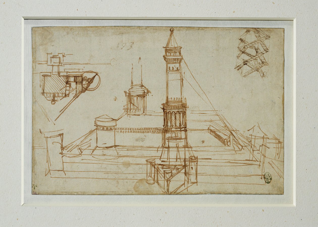 Studium architektoniczne ... autorstwa Leonardo da Vinci