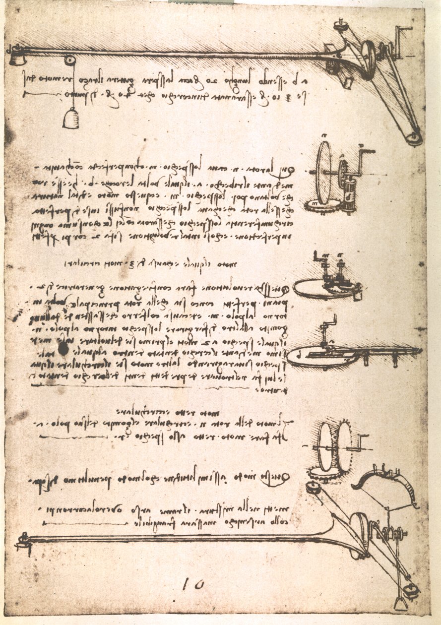 Fragment manuskryptu Da Vinci opisującego zasadę działania i budowę "maszyny do wytwarzania pustych luster" (manuskrypt) autorstwa Leonardo da Vinci