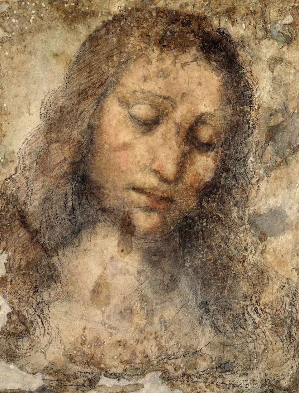 Oblicze Jezusa Chrystusa, przy szkole Leonarda, kopia Ostatniej Wieczerzy Leonarda da Vinci (1452-1519) autorstwa Leonardo da Vinci