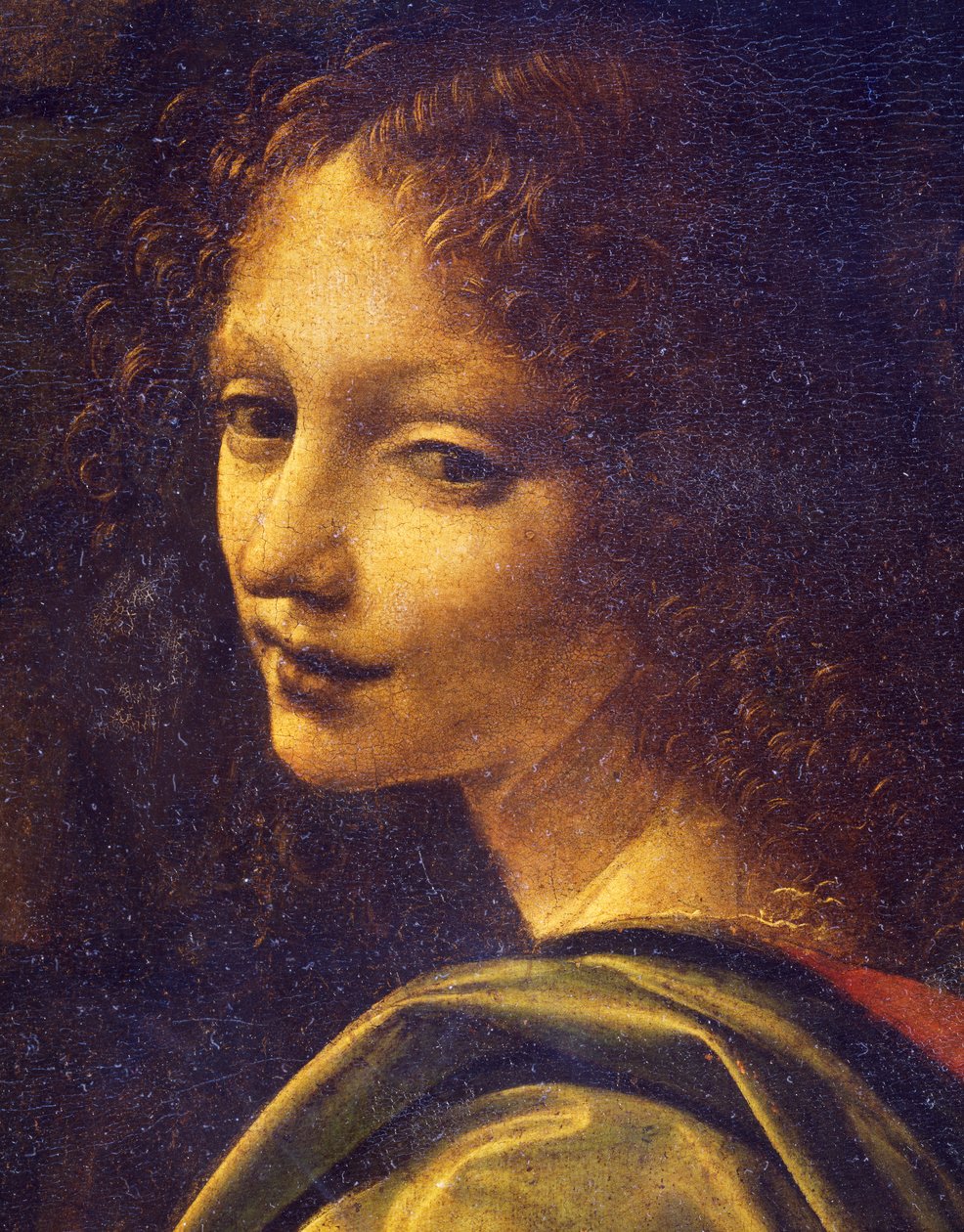 Twarz anioła, fragment Dziewicy Skał autorstwa Leonardo da Vinci