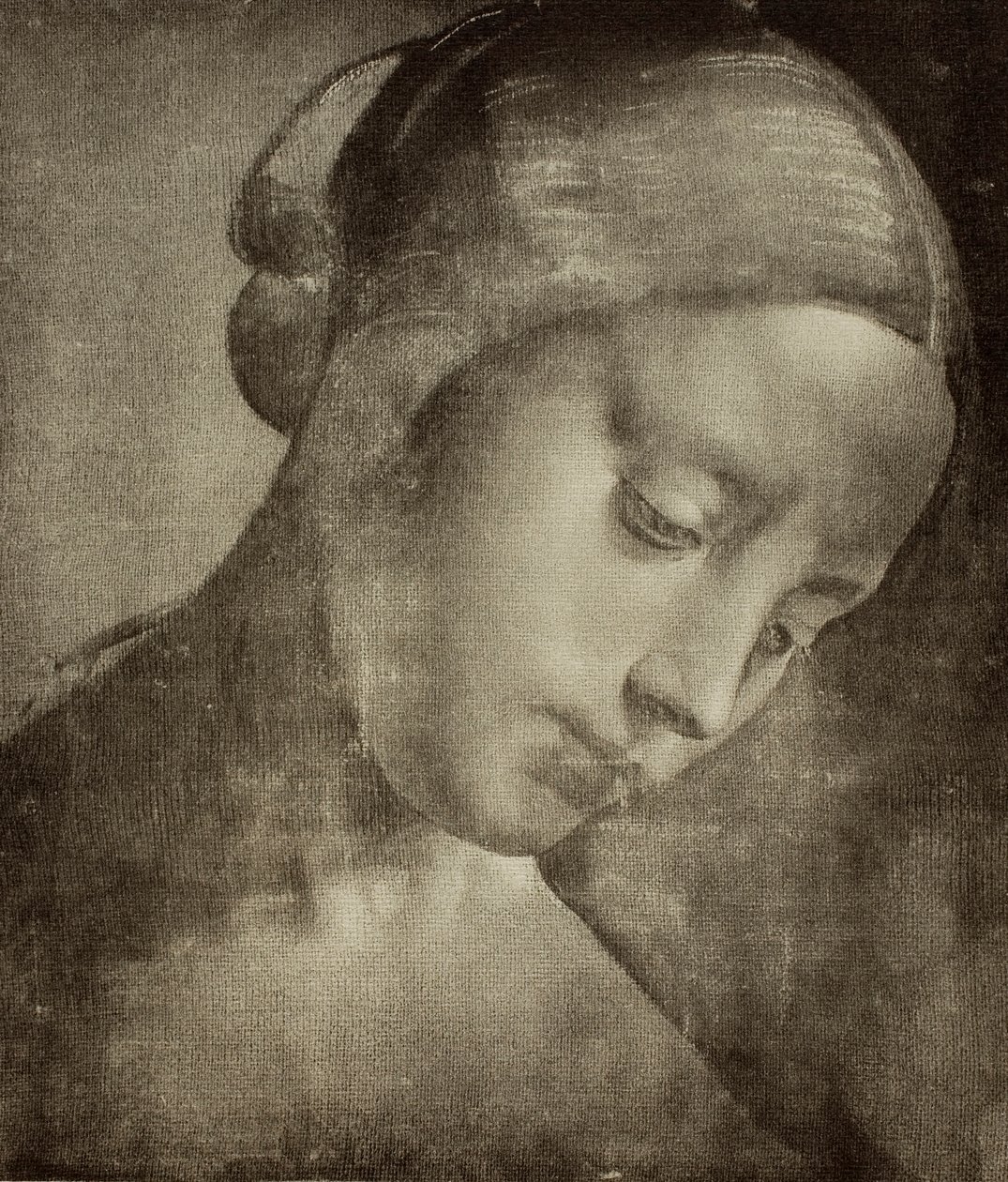 Kobieca głowa, rysunek Leonarda da Vinci. Gabinet Rysunków i Grafiki, Galeria Uffizi, Florencja autorstwa Leonardo da Vinci